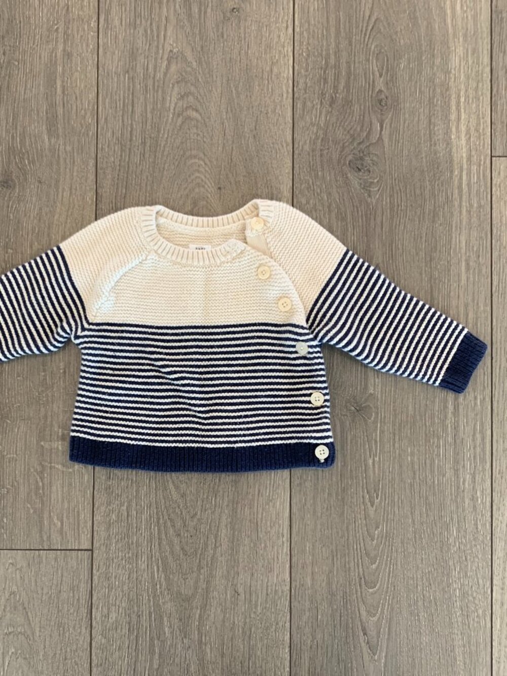 Baby GAP Cream/Navy Stripe Sweater Size 3-6 Months EUC